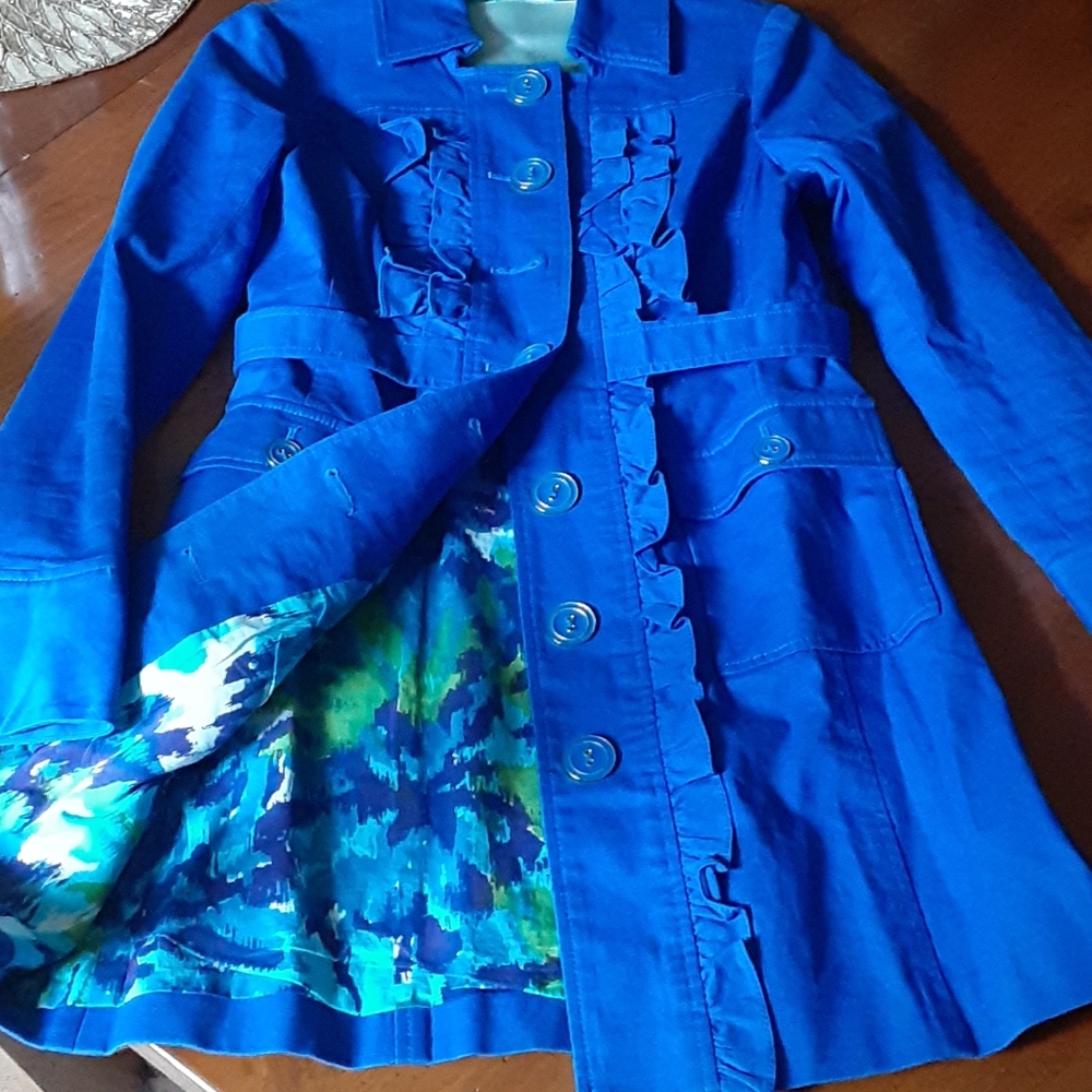 NWOT Beth Bowley periwinkle spring jacket